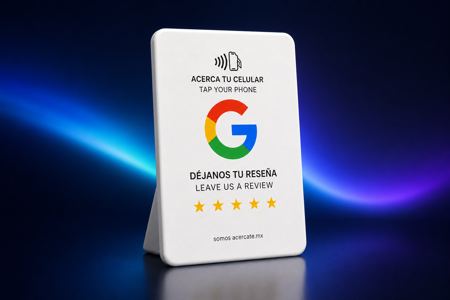 Placa NFC Acércate para reseñas de Google
